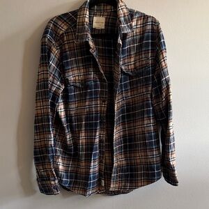 American Eagle Outfitters Men's Plaid Shirt Jacket in Blue and Tan